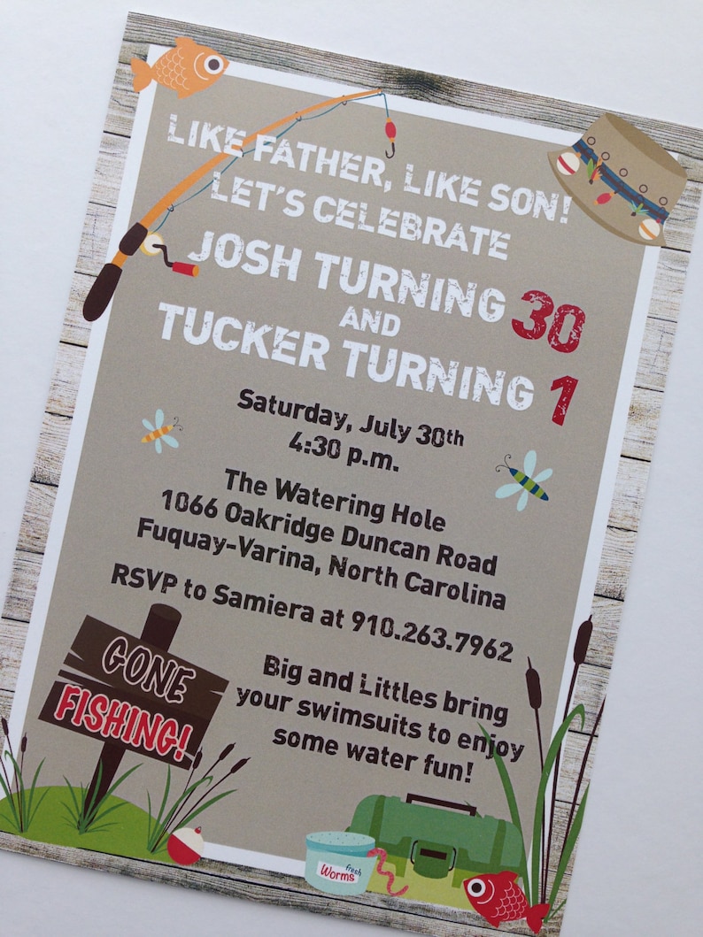 Fishing Birthday Invitation Dad and Son Birthday Party Etsy