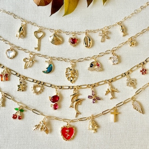 Custom Charm Necklace, Personalized Jewelry for Women, Build Your Own Jewelry, Gold Vintage Chunky Charm Necklace, Christmas Gift for Her