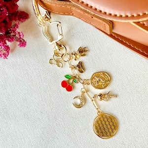 Custom Bag Charms, Make Your Own Charm Keychains, Gold Bag Charm, Car Keychains, Wallet Accessory, Purse Chain Charms, Birthday Gift For Her