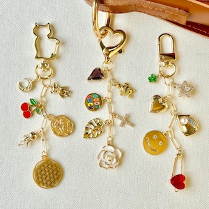 Benutzerdefinierte Taschenanhänger, Geldbörse Charme Kette, bauen Sie Ihren eigenen Charme Schlüsselanhänger, Gold Taschenanhänger, Auto Schlüsselanhänger, Brieftasche Zubehör, Geburtstagsgeschenk für sie