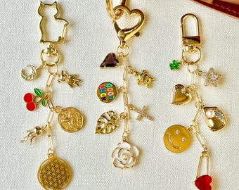 Aangepaste tashanger, portemonnee bedelketting, bouw je eigen bedelsleutelhangers, gouden tashangers, autosleutelhangers, portemonneeaccessoire, verjaardagscadeau voor haar