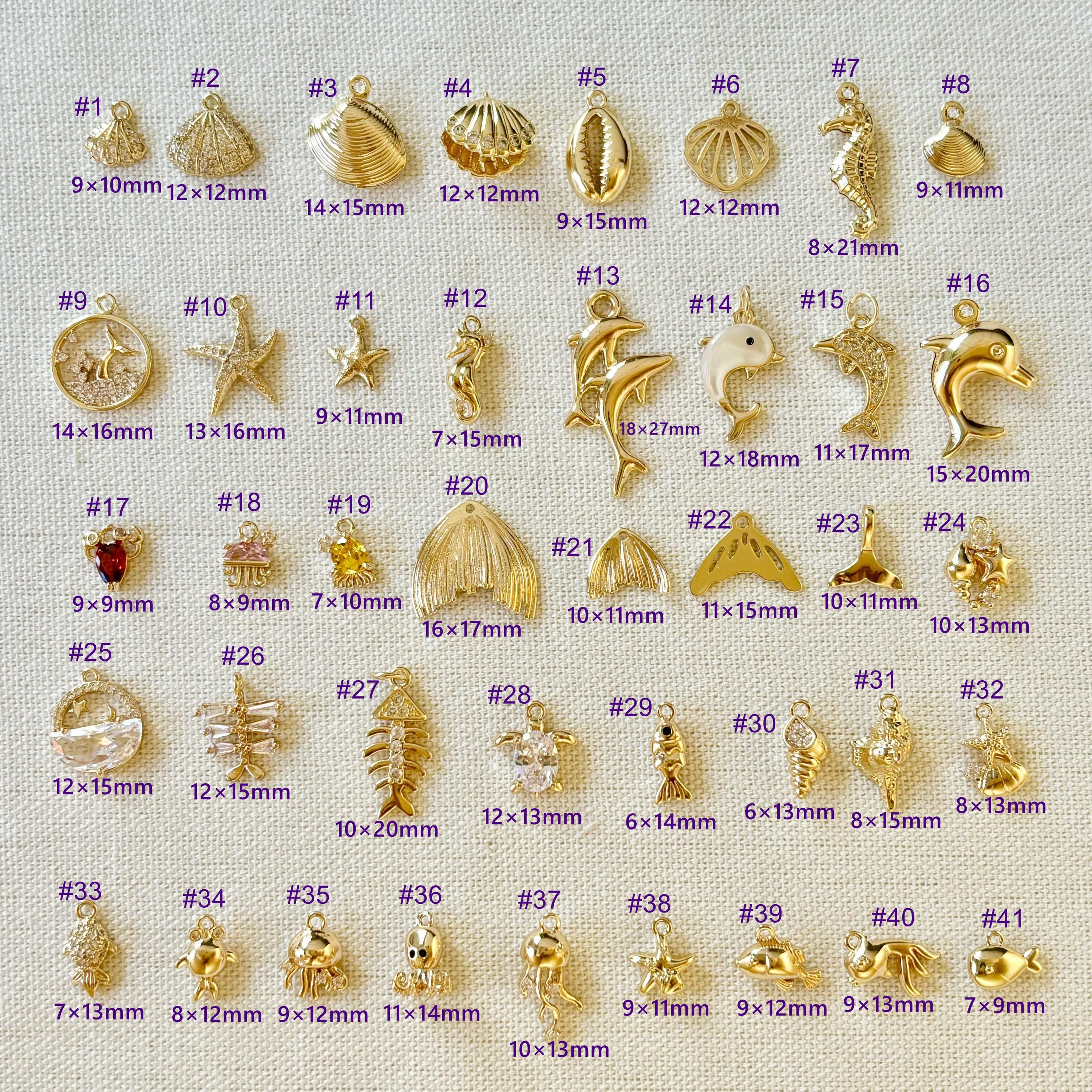Ocean-themed Charms, Delicate Gold Jewelry Making Supplies Pendant For DIY Bracelet Necklace Earrings Findings, Journal Charm Jewelry