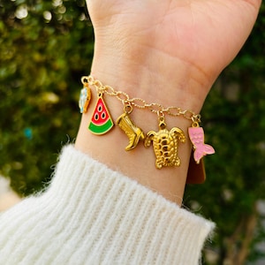 Personalized Jewelry for Women, Custom Charm Bracelet, Build Your Own Jewelry, Vintage Chunky Gold Charm Bracelets, Birthday Gift for Her