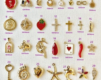 Gold Charms For Necklace, Delicate Gold Jewelry Making Supplies Pendant For DIY Bracelet Necklace Earrings Findings, Journal Charm Jewelry