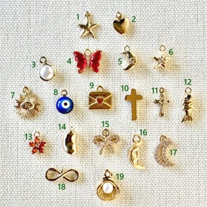 Winzige Goldanhänger für Schmuckherstellung, Mini Anhänger Charms, kleine zierliche Gold Anhänger für Charm Halskette Armband, Minimal DIY Journal Charm