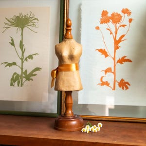 Vintage Antique French Miniature Dress Form Mannequin with Wood Base