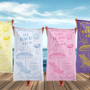 Personalized Bachelorette Beach Towel, Custom Party Favors, Best Bridal Party Gift, Matching Bridesmaid Towels, Bridesmaid Proposal Gift,