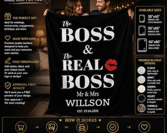 Personalized Couple Blanket, Custom Wedding Gift for Couple, Anniversary Gift, Mr and Mrs Blanket, Engagement Gift, Christmas Gift, Throw