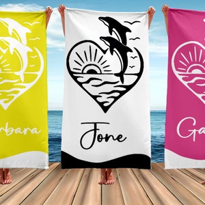 Custom Swimming Team Towel, Personalized Dolphin Beach Towel,  School Team Towel, Custom Swimming Team Gift, Custom Gift for Adult / Kids
