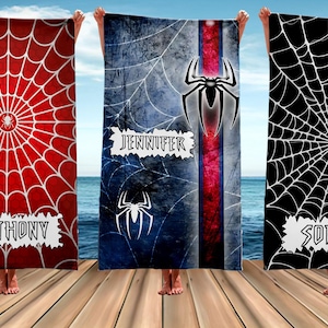 Personalized Spider Towels, Gift for Kids and Adults, Christmas Gift, Custom Name Towel, Gift for Fans, Bath & Pool Towel, Birthday Gift