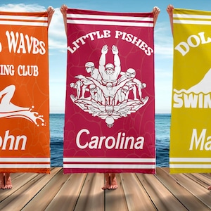 Swimming Team Custom Pool Towel, Sport Team Personalized Beach Towel,  School Team Towels, Custom Swimming Team Gift, Custom Gift for Teams