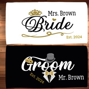 Mrs and Mr Custom Name Beach Towel for Honeymoon Just Married Personalized Gift for Wedding Newlyweds Couple Towel Husband Wife Beach Towel