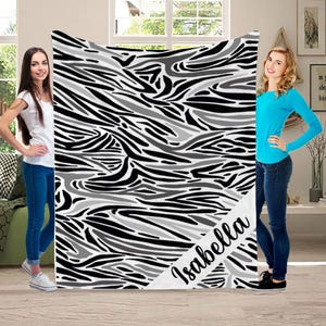 Personalized Zebra Print Blanket, Christmas Gift, Housewarming Gift, Colorful Zebra Patterned Blanket, Xmas Gift for family Friends Kids