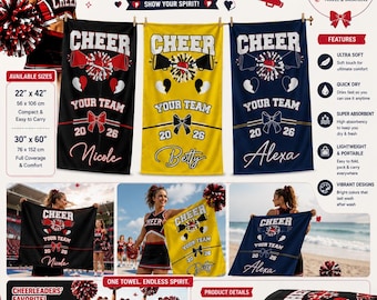 Personalized Cheer Towel, Custom Name Cheerleader Gift, Team Spirit Gym Towel, Cheerleading Accessory, Christmas Gift, Lasting Memories Gift