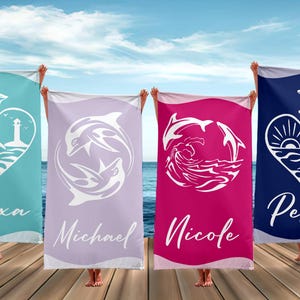 Custom Swimming Team Towel, Personalized Dolphin Beach Towel,  School Team Towel, Custom Swimming Team Gift, Custom Gift for Adult / Kids