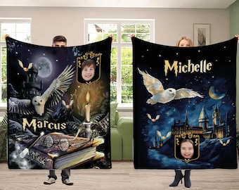 Magic Wizard Throw, Custom Starry Night Blanket, Best Christmas Gift, Valentine's Gift, Wizard Blanket, Magic School, Throw Gift for Him Her