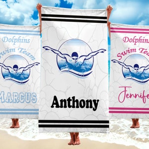 Swimming Team Custom Pool Towel, Sport Team Personalized Beach Towel,  School Team Towels, Custom Swimming Team Gift, Custom Gift for Teams