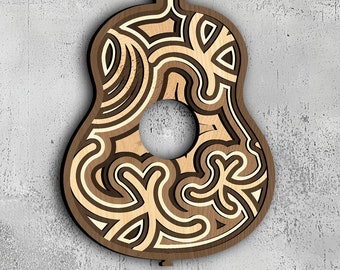 80- Multilayer Guitar Mandala | 3d Wall Art | Svg Dxf Png Eps | Guitar Wood Decor | Cricut CNC Laser Cutting | Wood, Metal, | Lightburn File