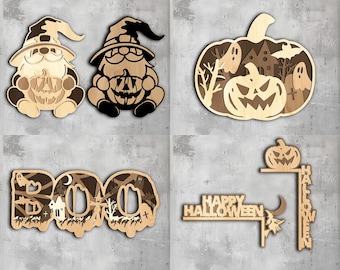 3D Halloween Wall Art Bundle | Laser Cut Files (svg, dxf, png, eps)