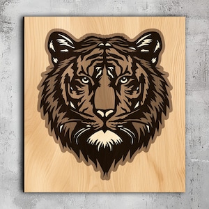123- Multilayer Tiger | Svg Dxf Png Eps Lightburn File | Cricut CNC Laser Cutting | Paper Wood Metal | Tiger Wall Art | 3d Decor | Glowforge
