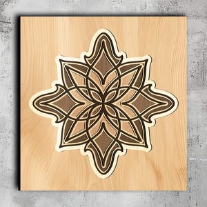 133- Multilayer Mandala | Svg Dxf Png Eps Lightburn | Cricut CNC Laser Cutting | Paper Wood Metal | Glowforge | Wooden Wall Art | Vector