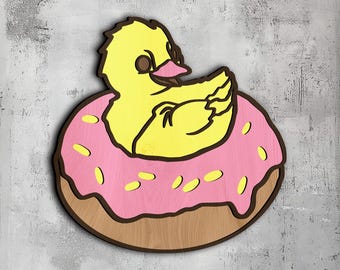Arte mural 3D de dona de patito - Archivos cortados con láser (SVG, DXF, PNG, EPS)