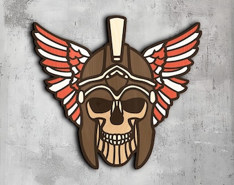 106- Casco alado multicapa / Arte de pared 3D / Svg Dxf Png Eps / Decoración de madera / Corte láser CNC Cricut / Madera, metal, papel / Archivo Lightburn
