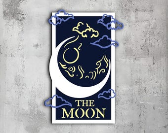 3D Moon Tarot Card Wall Art - Laser Cut Files (svg, dxf, png, eps)