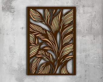 21- Multilayer Leaf 3D Wall Art | CNC Laser Cricut Cutting Files | Svg Dxf Eps Png | Abstract Botanical Decor | Glowforge Lightburn Xtool