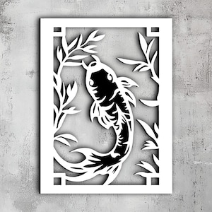 34- Koi Karpfen 3D Multilayer Wall Art | Svg Dxf Png Eps Lightburn | Cricut CNC Laserschneiden | Japan Dekor | Koi Fisch | Papier Holz Metallkunst
