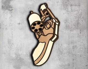 Arte mural de revólver 3D: archivos cortados con láser multicapa (svg, dxf, png, eps)