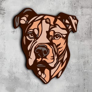 58- Multilayer 3D Pitbull Wall Art | Svg Dxf Png Eps | Pet Gift Wood Decor | Cricut CNC Laser Cutting | Wood, Metal, Paper Cut | Lightburn