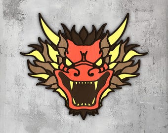 146- Multilayer Dragon 3d | 3d Wall Art | Svg Dxf Png Eps | Cricut CNC Laser Cutting | Wood Metal | Lightburn Glowforge Xtool | Japan Decor
