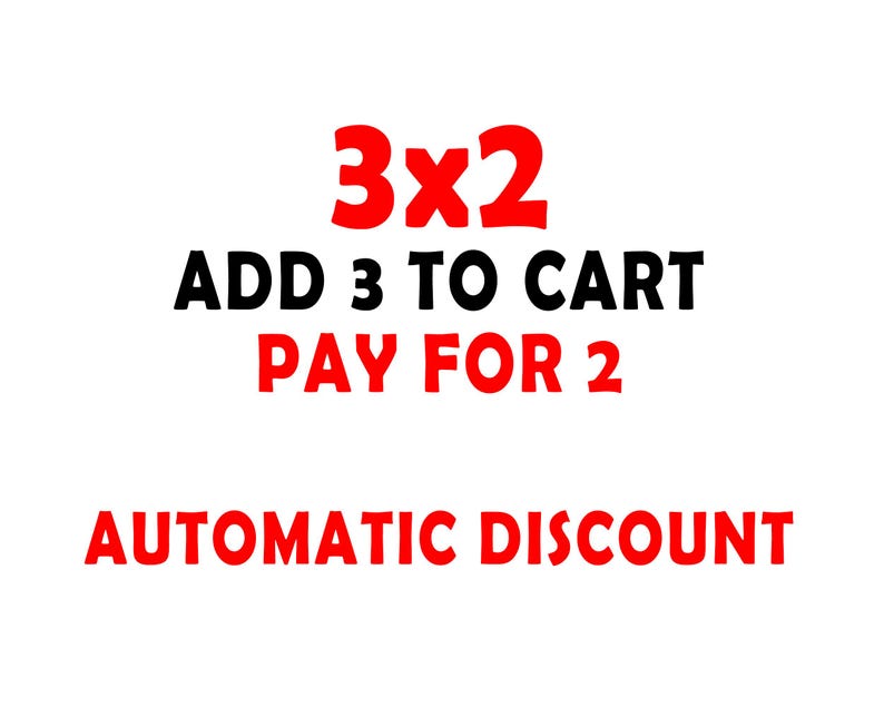 Puede incluir: Texto rojo sobre fondo blanco que dice "3x2 A&ntilde;adir 3 al carrito Pagar por 2 Descuento autom&aacute;tico".