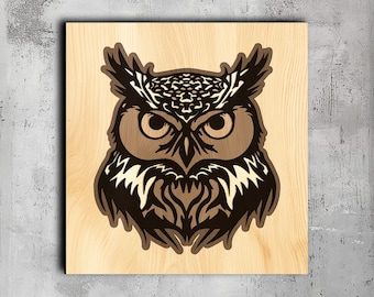 Multilayer Owl SVG – Laser Cut File, Wood Wall Art