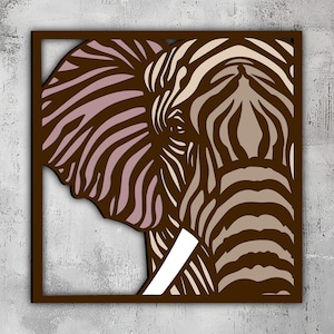 11- Arte de pared 3D de elefante multicapa / Archivos de corte / Svg Dxf Eps Png Lightburn / Arte de pared de madera / Decoración Safari / Diseño animal / Glowforge
