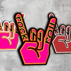 40 oeuvres d'art murales multicouches 3D Rock Hand | Svg Dxf Png Eps Lightburn | Découpe laser CNC Cricut | Rock and Roll | Lourd | Papier Bois Métal Art