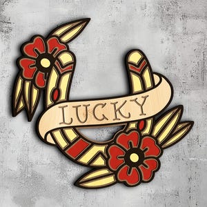 134- Meerlaags hoefijzer met bloemen | Svg Dxf Png Eps Lightburn | Cricut CNC-lasersnijden | Papier gesneden |  Multiplex gesneden Gelaagd | Glowforge