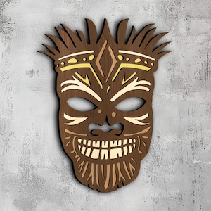67- Meerlaags tikimasker | 3D-muurkunst | Svg Dxf Png Eps | Houtdecor | Cricut CNC-lasersnijden | Hout, metaal, papiervorm | Xtool Lightburn
