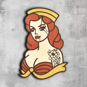 108- Multilayer Tattooed Woman | 3d Wall Art | Svg Dxf Png Eps | Wood Decor | Cricut CNC Laser Cut | Wood, Metal, Paper | Lightburn File