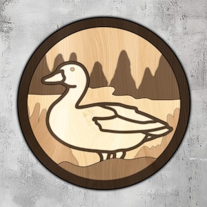 167- Multilayer Duck | 3d Wall Art | Svg Dxf Png Eps | Cricut CNC Laser Cutting | Wood Metal | Lightburn Glowforge Xtool | Forest Scene