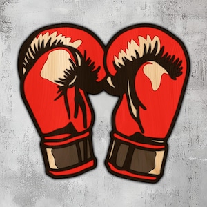 179- Guantes de boxeo multicapa / Arte de pared 3D / Svg Dxf Png Eps / Decoración de madera / Corte láser CNC Cricut / Madera, metal, papel / Archivo Lightburn