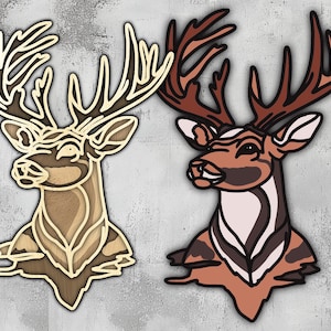 187- Multilayer 3D Deer Wall Art | Svg Dxf Png Eps | Hunting Wood Decor | Cricut CNC Laser Cutting | Wood, Metal, Paper Cut | Lightburn