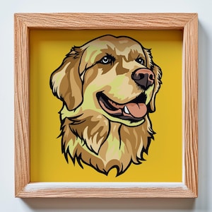 195-Golden Retriever SVG 3D-gelaagde - meerlaagse bestanden voor Cricut Laser CNC silhouet - papier gesneden - houtkunst - dxf png Lightburn-bestand