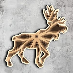 85- Multilayer Moose Mandala | 3d Wall Art | Svg Dxf Png Eps | Moose Wood Decor | Cricut CNC Laser Cutting | Wood, Metal | Lightburn File