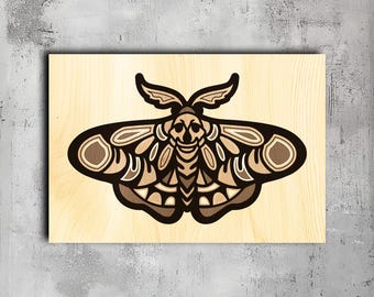 Archivo SVG multicapa de polilla: corte láser estilo tatuaje (descarga digital)