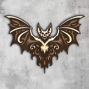 109- Wielowarstwowy Halloween Bat | Sztuka ścienna 3d | Svg Dxf Png Eps | Dekoracja z drewna | Cięcie laserowe CNC Cricut | Drewno, Metal, Papier | Plik Lightburn