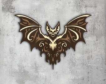 3D Halloween Bat Wall Art – Multilayer Laser Cut File (SVG Dxf Png Eps)