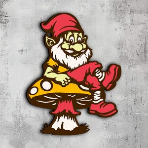 30- Gnome 3D マルチレイヤー カッティング ファイル | SVG Dxf PNG EPS | レーザー CNC Cricut | マジカル フォレスト パターン | Glowforge Lightburn Xtool | ウッド アート