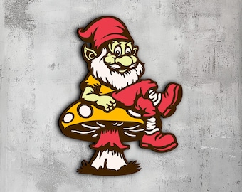 30- File di taglio multistrato 3D Gnome / Svg Dxf Png Eps / Laser CNC Cricut / Motivo foresta magica / Glowforge Lightburn Xtool / Arte del legno